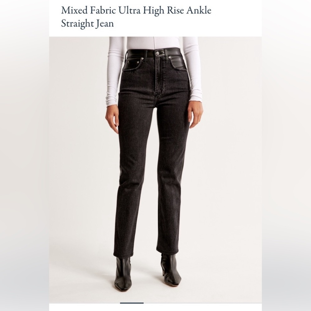 Abercrombie Mixed Fabric Ultra High Rise Ankle Straight Jean